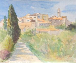 Village de Plascassier, Alpes-Maritimes, 23x31cm, 2019 - Plein-air painting. Extrafine DanielSmith watercolors on StCuthbertMill 100% cotton paper. 23x31cm (9x12in), 2019. Village de Plascassier, Alpes-Maritimes, 23x31cm, 2019 - ACWATERCOLORS